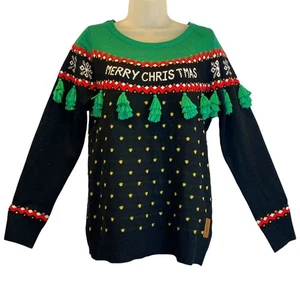 Tipsy Elves Christmas Tree Tassel Ugly Holiday Party Sweater Size Small - Picture 1 of 4