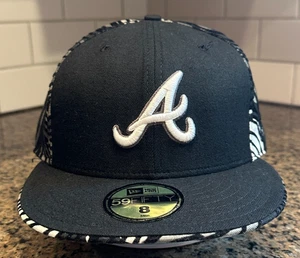 Atlanta Braves New Era 59Fifty Hat Cap Size 8 Black Wool USA Made Baseball MLB - Picture 1 of 12