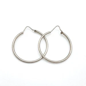 Vintage Sterling Silver Hoop Earrings 925 Minimalist Everyday Jewelry - Picture 1 of 4