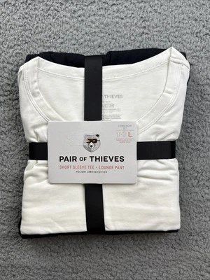 Conjunto de pijama de manga corta Pair of Thieves para hombre talla grande negro/blanco Foto 1 de 4