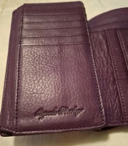 Osgoode Marley Leather Wallet Women's Mulberry Color Trifold, Zipper & Snap - Picture 1 of 6
