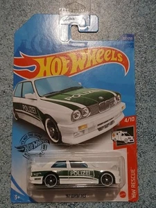 Hot Wheels 2020 #207/250 1992 BMW M3 white and green Polizei Police @L Long Card - Picture 1 of 2