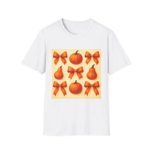 Autumn Harvest T-Shirt mit Kürbissen und Schleifen, Herbstmode Tee, saisonal […] - Bild 1 von 9