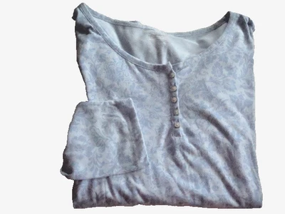 Ladies Blue Floral Henley Top Size XL NEW - Image 1 of 2