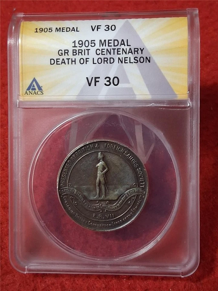 1905 GREAT BRITAIN CENTENARY DEATH OF LORD NELSON ANACS VF 30  MEDAL    #MF-5487 - Image 1 of 4