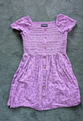 Vestido para niñas Lands End púrpura guinga floral botón delantero 12+ plus solero  Foto 1 de 3