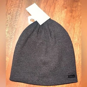 New Michael Kors Beanie Winter Hat Mens Black Reversible Knit Beanie Hat NWT - Picture 1 of 5