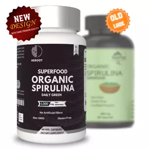 Organic Spirulina SUPERFOOD 1500 mg 60 Capsules - healthy immune system - Picture 1 of 8