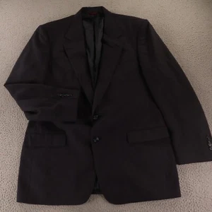 VTG Chalk Stripe Jacket M MT Blue 100% Wool Twill Blazer Sport Coat 42L - Picture 1 of 16