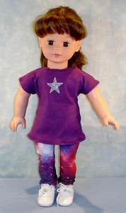 18" Doll Clothes Galaxy Leggings & Magenta Tunic T Shirt by Jane Ellen - Picture 1 of 2