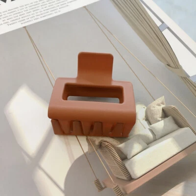 Women Matte Resin Hair Claw Retro Square Hollow Shark Hair Clip Ponytail Hairpin - Image 1 of 4