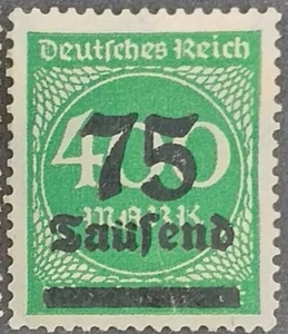 German Weimar Republic 1923 Overprint 75 Thousand Mark on 400 Mark Stamp Sg;284 - Picture 1 of 3