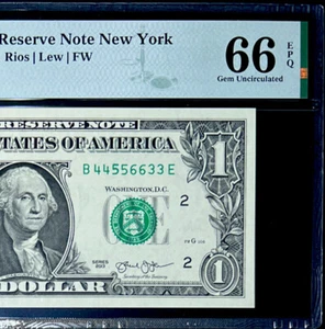 2013 $1 FEDERAL RESERVE NOTE- ASCENDING PAIRS LADDER #44556633 -PMG #66 EPQ GEM - Picture 1 of 4