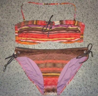 Traje de baño CALVIN KLEIN Wave fruncido Bandeau Hipster 2 piezas rosa topo NUEVO para mujer 14 Foto 1 de 4