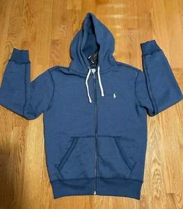 NEW POLO RALPH LAUREN MAGIC FLEECE FULL ZIP HOODIE BLUE MEN SIZE MEDIUM - Picture 1 of 5