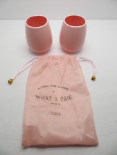 ODEME What a Pair Set of 2 Silicone Wine Glasses in Pink Blush + Carrying Bag