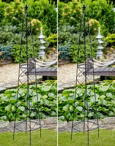 Metal Garden Obelisks Climbing Plant Support Pyramid Round Orton 167cm Set of 2 - Picture 1 of 6