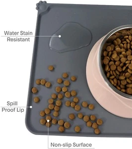 Dog Bowl Mat Small 18.5 L X 12 W Pet Food Mat Non Slip Silicone Dog Cat Mat - Picture 1 of 2