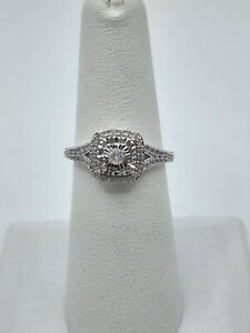 1/2 ct. t.w. Square Halo Diamond Ring in Sterling Silver Sz 7