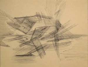 Robert Preusser Texas Modernist 1941-42 Ink Drawing from time at The New Bauhaus - Picture 1 of 3