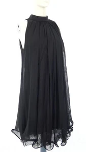 Formal Dress Black Silk Milly Of New York High Neck Ruffle Hem Sleeveless UK 10 - Picture 1 of 14