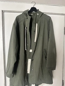 ZARA Parka Green Long Utility Jacket High Low M W/straps Inside Snaps Closure#5 - Picture 1 of 3