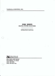 Valhalla Bedienungsanleitung user manual für Digital Power Analyzers 2300 *PDF - Picture 1 of 1
