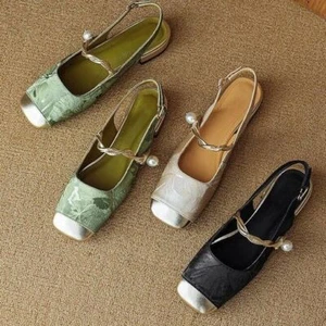 Women Square Toe Low Heel Mary Jane Shoes Chinese Sandalsladies Style Party Shoe - Picture 1 of 27