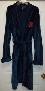 CHICAGO BEARS Plush Robe Soft Dark Navy Adult One Size Logo Tie Bath Robe EUC - Picture 1 of 11