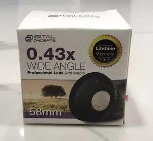 BRAND NEW Digital Concepts 0.43 WIDE ANGLE with MACRO 58mm Lens For Camera - Picture 1 of 3