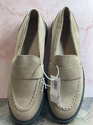 Mocassim Clássico Feminino Old Navy Taupe Camurça Artificial Tamanho 7 Novo com etiquetas - Imagem 1 de 4