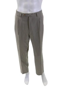 Loro Piana Mens Wool Zippered Pleated Straight Dress Pants Beige Size 34 - Picture 1 of 5