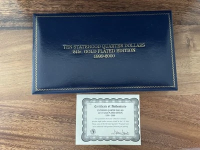 7 cuartos de dólar de la estadidad edición chapada en oro de 24 quilates 1999 a 2000 Foto 1 de 4