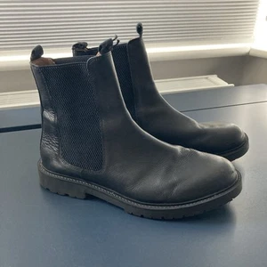 Botas Chelsea H By Hudson Cuero Negro Pull On EU 43 UK 9 - Imagen 1 de 8