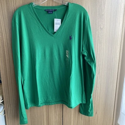 Polo Ralph Lauren Sport Damas Cuello en V Pullover Top XL, Verde Kelly, Nuevo con Etiquetas Foto 1 de 4