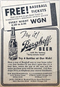 1934 Chicago Newspaper Page - Berghoff Beer WGN Radio Baseball Tickets Ad - Picture 1 of 2
