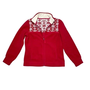 LL Bean Jacke Damen rosa Pullover Fleece nordische Schneeflocken Windbreaker Gr. Small - Bild 1 von 7