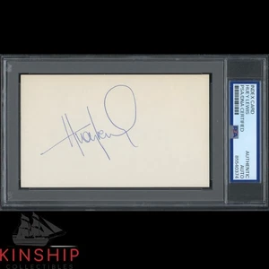 Tarjeta índice firmada por Huey Lewis 3x5 PSA DNA losa música automática C5285 - Imagen 1 de 1