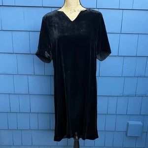 Vestido Sundance Terciopelo Negro Mezcla Seda Preciosa Túnica de Cóctel Sencilla - Imagen 1 de 10