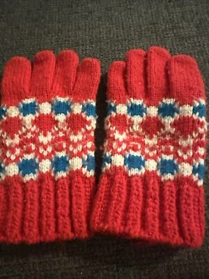 Guantes de Lana Tejidos Vintage Niño Niña’s Hermoso Patrón Años 70’s Foto 1 de 4