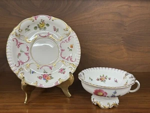 Antique KPM Berlin Floral Decorated Footed Cup & Saucer Set, 2nd Quality - Picture 1 of 18