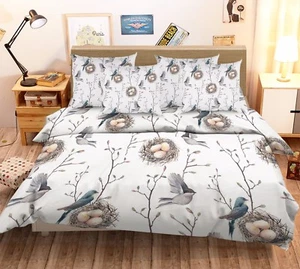 3D Bird Nest Birds 7 Bed Pillowcases Quilt Duvet Cover Set Single Queen AU Lemon - Picture 1 of 7