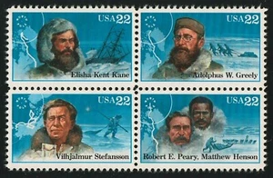 =WOW= #2223a ARCTIC EXPLORERS, MNH BLOCCO DI 4, PEARY HENSON KANE, omaggio S&H - Foto 1 di 2