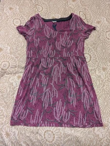 White Stuff Dress 12 Womens summer purple nature leaves print mini cotton tunic - Picture 1 of 9