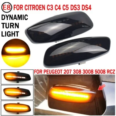 Intermitente de luz de señal de giro LED lateral dinámico para Peugeot Citroen C4 C3 C5 Foto 1 de 4