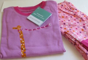 GARNET HILL PAJAMAS SET NWT KIDS GIRLS SZ 10 LONG JOHNS +TOP PINK ORGANIC COTTON - Picture 1 of 9