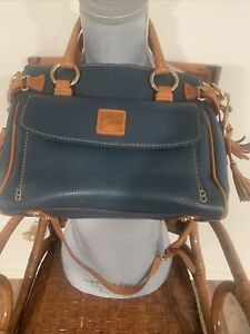 Dooney & Bourke  Blue Leather Satchel Crossbody Handbag Purse VTG