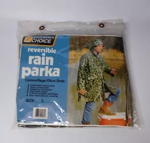 Vintage Sportsman's Choice Reversible Rain Parka Camouflage Olive Drab Size L - Picture 1 of 10