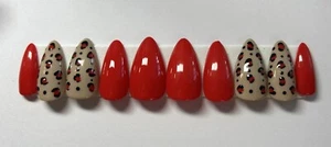 Red Cheetah Press On Nails - Picture 1 of 1