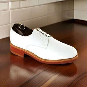 New Handmade Men's Leather Shoe, White Lace-Up Oxford Formal Dress Shoes For Men - Picture 1 of 5